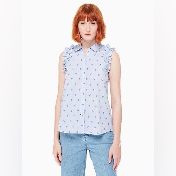 β
Kate Spade Sleeveless Palm tree Button up Top - Light Blue β
- Picture 5 of 17